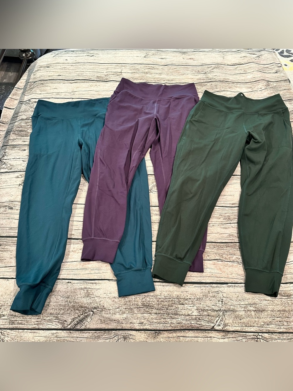 3 Senita Athletics Active Joggers in purple, Teal and Navy Size Medium (Short)